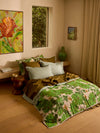 Lupin Multi & Marigold Leaf Quilted Throw