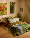 Mohair Geometric Green Throw