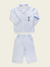 Blue and White Stripe Pyjamas with Hand Embroidered Soldier