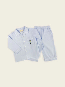  Blue and White Stripe Pyjamas with Hand Embroidered Soldier