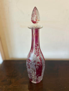  Antique Cranberry Flash Glass Decanter