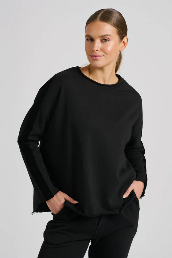 Raw Velvet Trim Sweartshirt