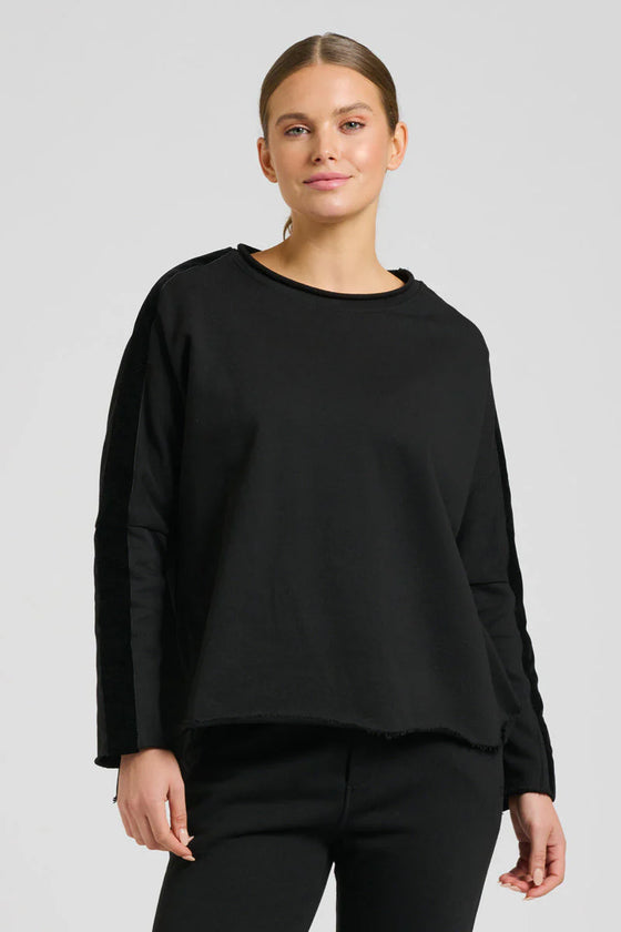 Raw Velvet Trim Sweartshirt