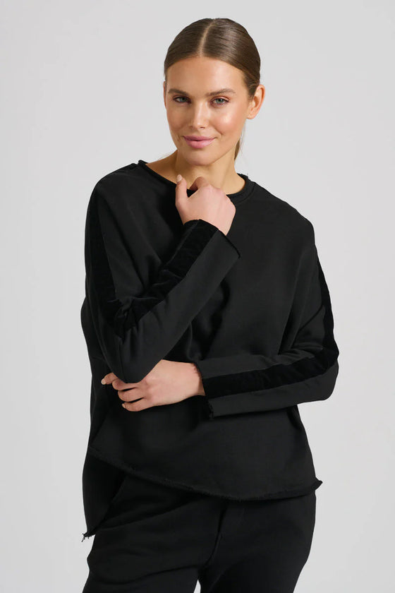 Raw Velvet Trim Sweartshirt