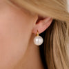 12mm Round White Pearl on Gold Plated hook earrings