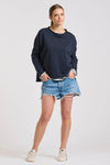 Raw Long Sleeve High-Low Sweatshirt