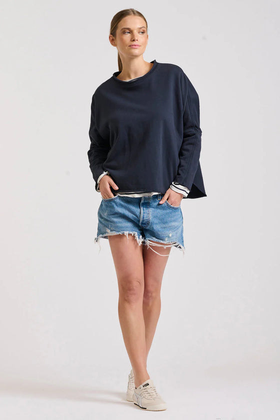 Raw Long Sleeve High-Low Sweatshirt