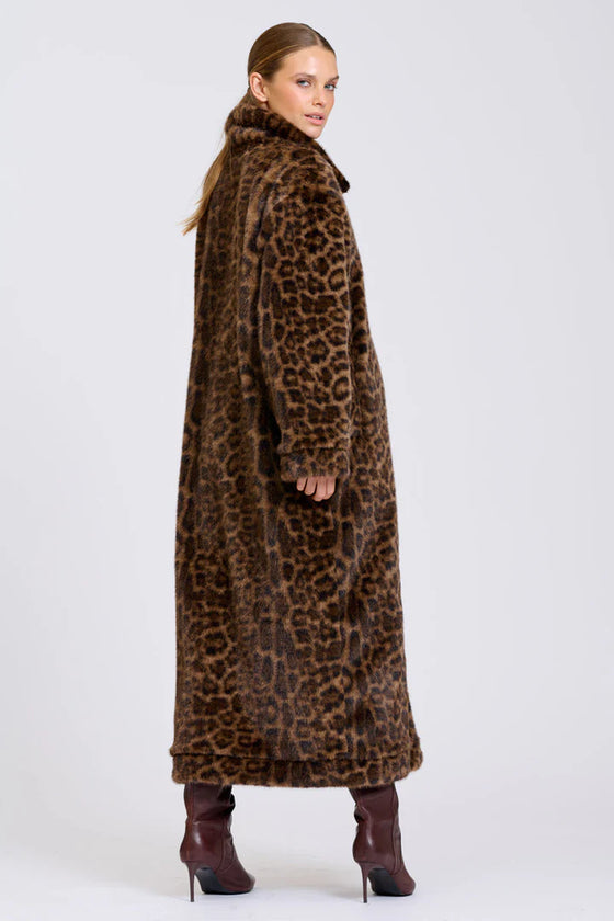 Leopard Reverso Long Faux Fur Reversable Coat