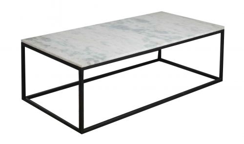 Stone Coffee Table With Black Base - Natural Stone/Black